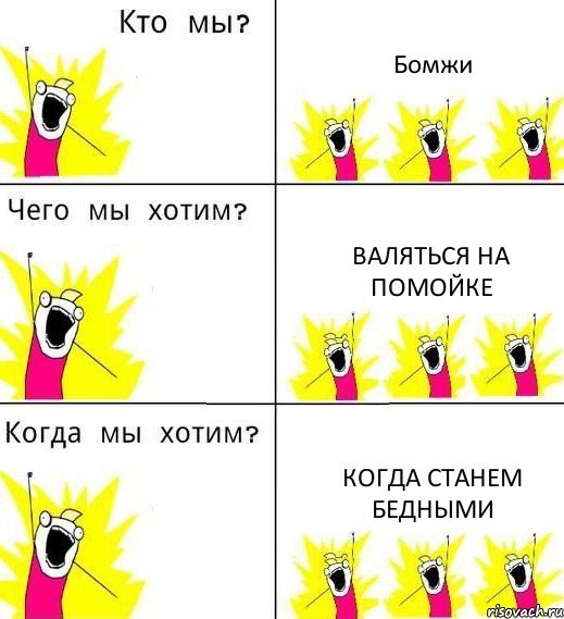 Бомжи Валяться на помойке Когда станем бедными, Комикс Что мы хотим