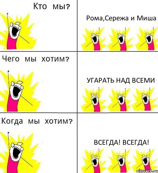 Рома,Сережа и Миша Угарать над всеми Всегда! всегда!, Комикс Что мы хотим