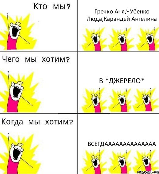 Гречко Аня,ЧУбенко Люда,Карандей Ангелина В *ДЖЕРЕЛО* ВСЕГДАААААААААААААА, Комикс Что мы хотим