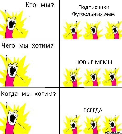 Подписчики Футбольных мем Новые мемы Всегда., Комикс Что мы хотим