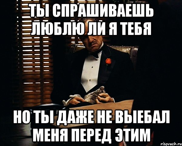 ты спрашиваешь люблю ли я тебя но ты даже не выебал меня перед этим, Мем Дон Вито Корлеоне