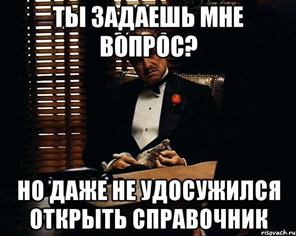 ты задаешь мне вопрос? но даже не удосужился открыть справочник, Мем Дон Вито Корлеоне