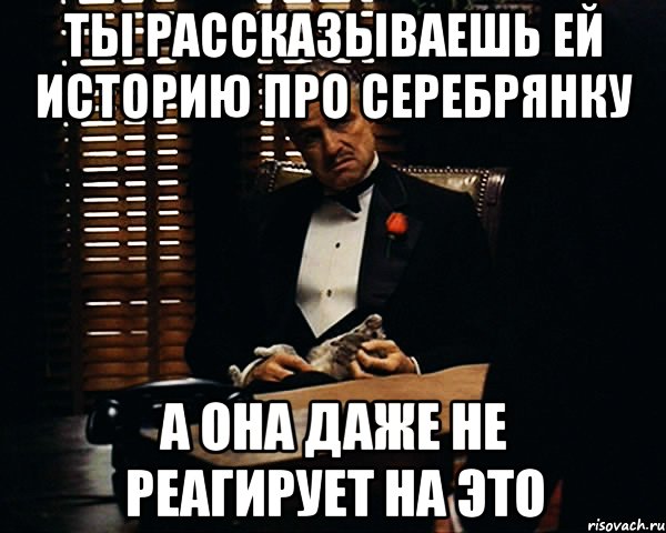 ты рассказываешь ей историю про серебрянку а она даже не реагирует на это, Мем Дон Вито Корлеоне