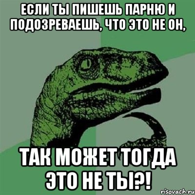 если ты пишешь парню и подозреваешь, что это не он, так может тогда это не ты?!, Мем Филосораптор