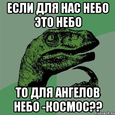 если для нас небо это небо то для ангелов небо -космос??, Мем Филосораптор