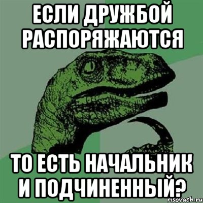 если дружбой распоряжаются то есть начальник и подчиненный?, Мем Филосораптор