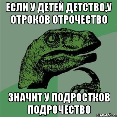 если у детей детство,у отроков отрочество значит у подростков подрочество, Мем Филосораптор