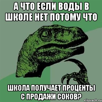 а что если воды в школе нет потому что школа получает проценты с продажи соков?, Мем Филосораптор