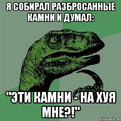 я собирал разбросанные камни и думал: "эти камни - на хуя мне?!", Мем Филосораптор