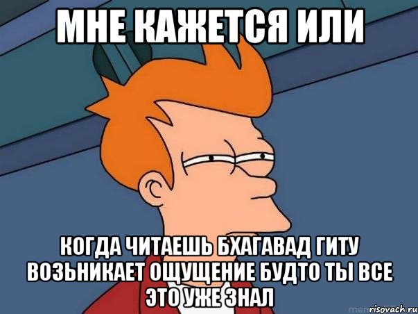 мне кажется или когда читаешь бхагавад гиту возьникает ощущение будто ты все это уже знал, Мем  Фрай (мне кажется или)