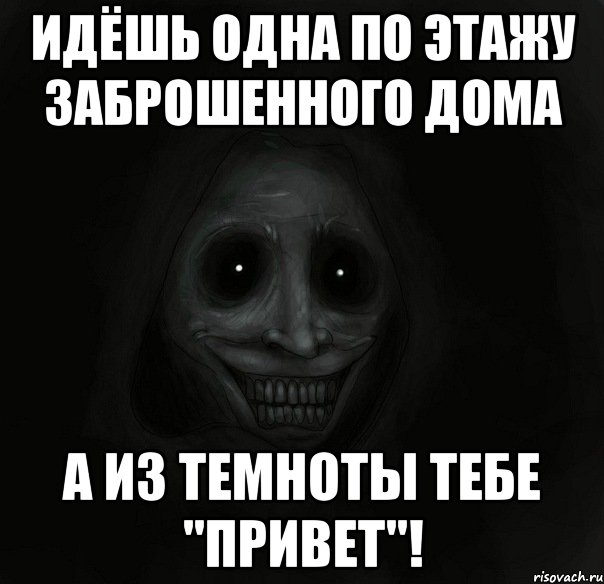 идёшь одна по этажу заброшенного дома а из темноты тебе "привет"!, Мем Ночной гость