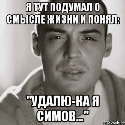 я тут подумал о смысле жизни и понял: "удалю-ка я симов...", Мем Гуф