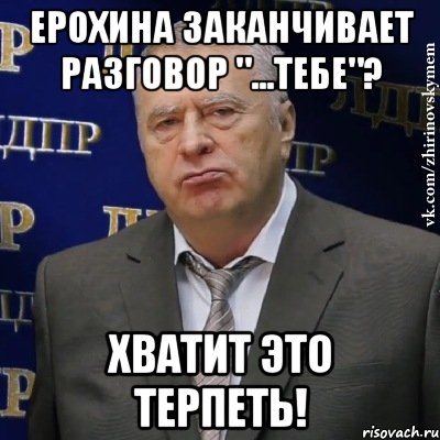 ерохина заканчивает разговор "...тебе"? хватит это терпеть!, Мем Хватит это терпеть (Жириновский)