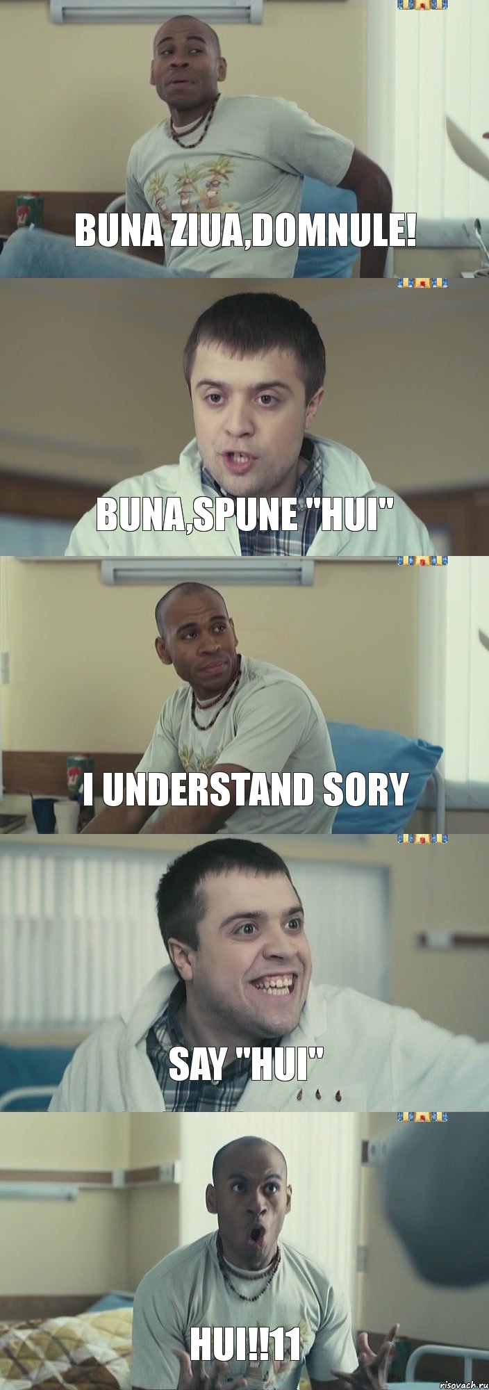 Buna ziua,domnule! buna,spune "HUI" I understand sory say "HUI" HUI!!11