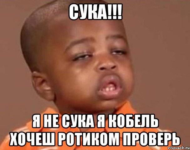 сука!!! я не сука я кобель хочеш ротиком проверь, Мем  Какой пацан (негритенок)