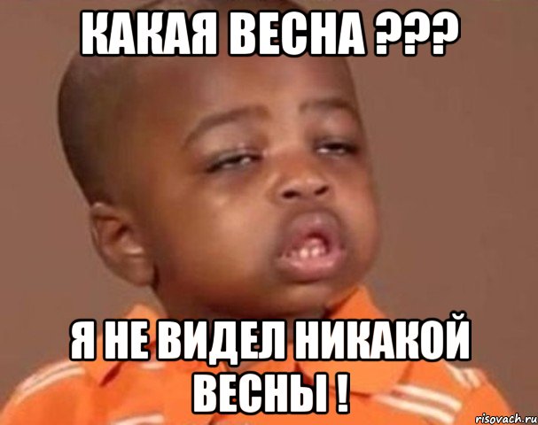 какая весна ??? я не видел никакой весны !, Мем  Какой пацан (негритенок)
