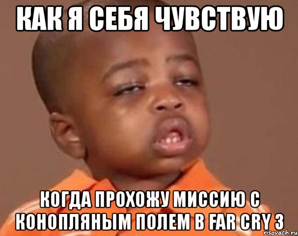 как я себя чувствую когда прохожу миссию с конопляным полем в far cry 3, Мем  Какой пацан (негритенок)