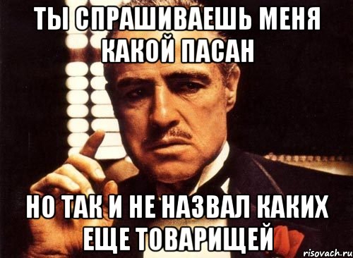 ты спрашиваешь меня какой пасан но так и не назвал каких еще товарищей, Мем крестный отец