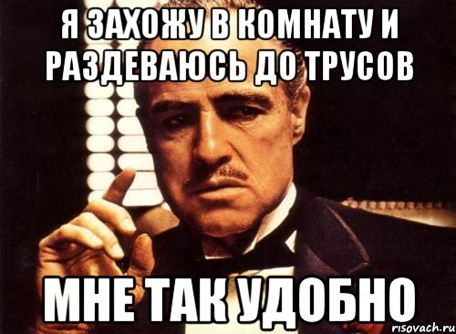 я захожу в комнату и раздеваюсь до трусов мне так удобно, Мем крестный отец