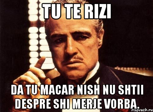 tu te rizi da tu macar nish nu shtii despre shi merje vorba., Мем крестный отец