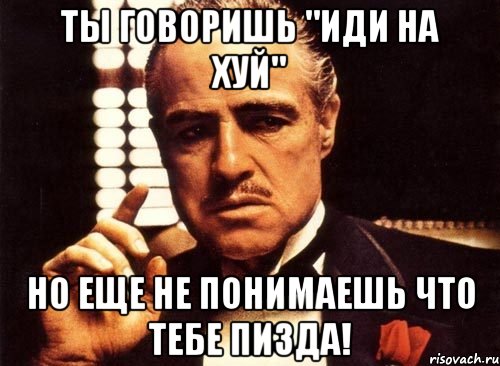 ты говоришь "иди на хуй" но еще не понимаешь что тебе пизда!, Мем крестный отец