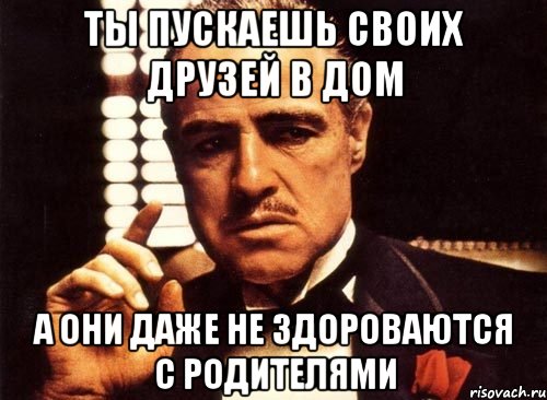 ты пускаешь своих друзей в дом а они даже не здороваются с родителями, Мем крестный отец