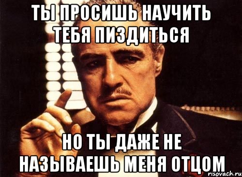 ты просишь научить тебя пиздиться но ты даже не называешь меня отцом, Мем крестный отец