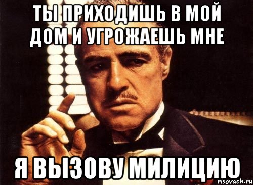 ты приходишь в мой дом и угрожаешь мне я вызову милицию, Мем крестный отец