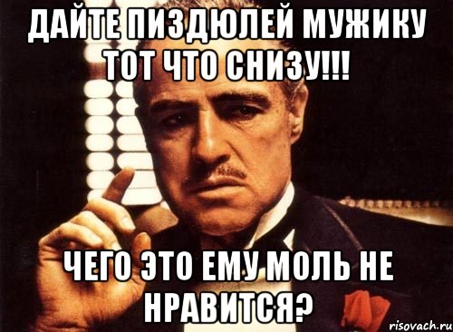 дайте пиздюлей мужику тот что снизу!!! чего это ему моль не нравится?, Мем крестный отец