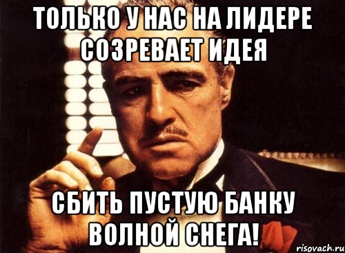 только у нас на лидере созревает идея сбить пустую банку волной снега!, Мем крестный отец