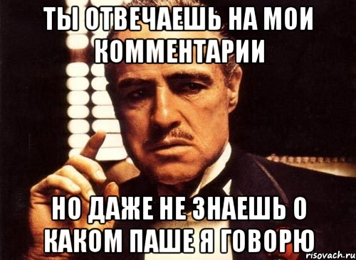 ты отвечаешь на мои комментарии но даже не знаешь о каком паше я говорю, Мем крестный отец