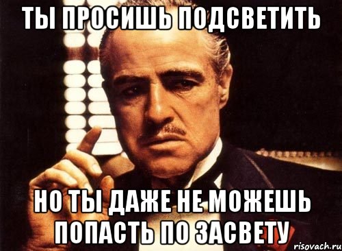 ты просишь подсветить но ты даже не можешь попасть по засвету, Мем крестный отец