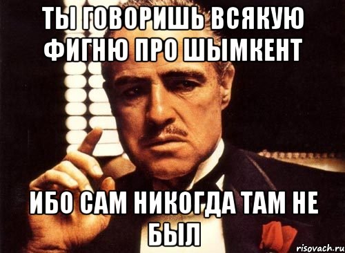 ты говоришь всякую фигню про шымкент ибо сам никогда там не был, Мем крестный отец