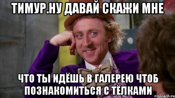 тимур.ну давай скажи мне что ты идёшь в галерею чтоб познакомиться с тёлками, Мем Крута