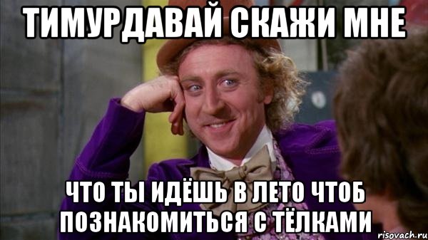 тимурдавай скажи мне что ты идёшь в лето чтоб познакомиться с тёлками, Мем Крута