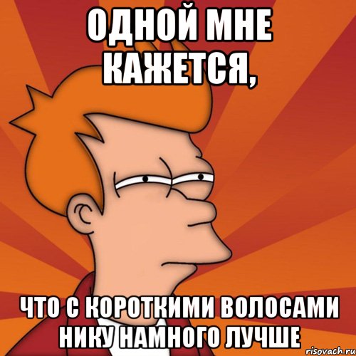 одной мне кажется, что с короткими волосами нику намного лучше, Мем Мне кажется или (Фрай Футурама)