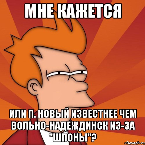 мне кажется или п. новый известнее чем вольно-надеждинск из-за "шпоны"?, Мем Мне кажется или (Фрай Футурама)