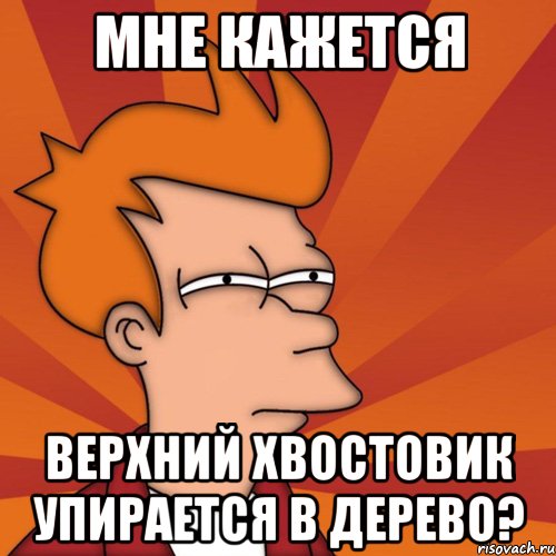 мне кажется верхний хвостовик упирается в дерево?, Мем Мне кажется или (Фрай Футурама)