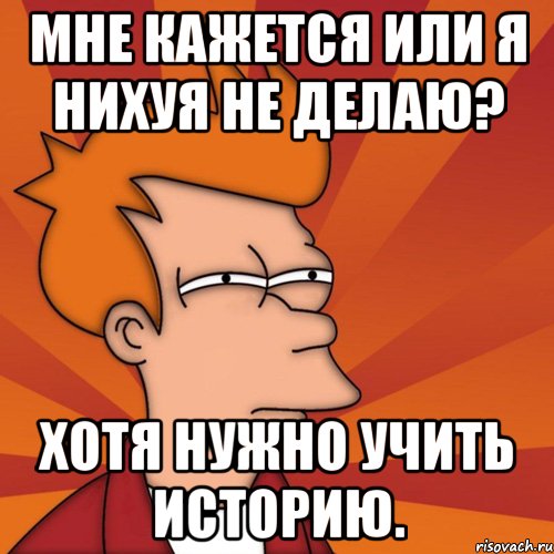 мне кажется или я нихуя не делаю? хотя нужно учить историю., Мем Мне кажется или (Фрай Футурама)