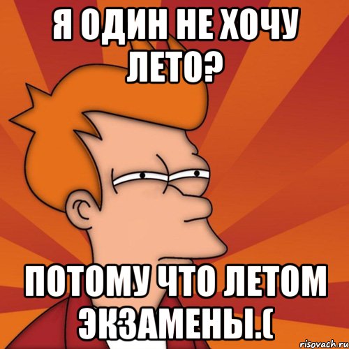 я один не хочу лето? потому что летом экзамены.(, Мем Мне кажется или (Фрай Футурама)