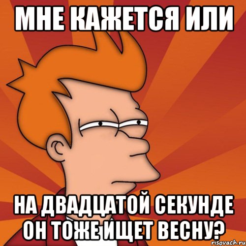 мне кажется или на двадцатой секунде он тоже ищет весну?, Мем Мне кажется или (Фрай Футурама)