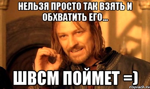 нельзя просто так взять и обхватить его... швсм поймет =), Мем Нельзя просто так взять и (Боромир мем)