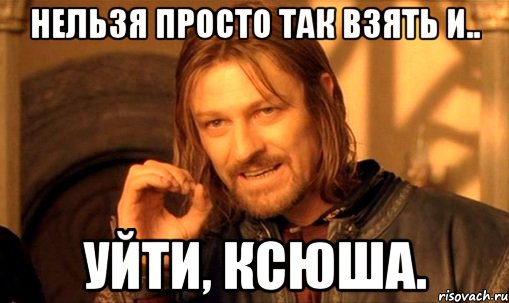 нельзя просто так взять и.. уйти, ксюша., Мем Нельзя просто так взять и (Боромир мем)