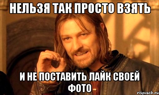 нельзя так просто взять и не поставить лайк своей фото, Мем Нельзя просто так взять и (Боромир мем)