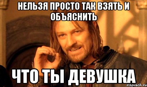 нельзя просто так взять и объяснить что ты девушка, Мем Нельзя просто так взять и (Боромир мем)