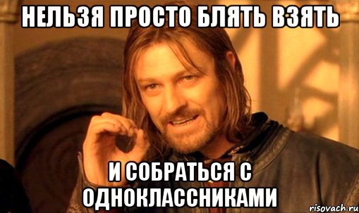 нельзя просто блять взять и собраться с одноклассниками, Мем Нельзя просто так взять и (Боромир мем)