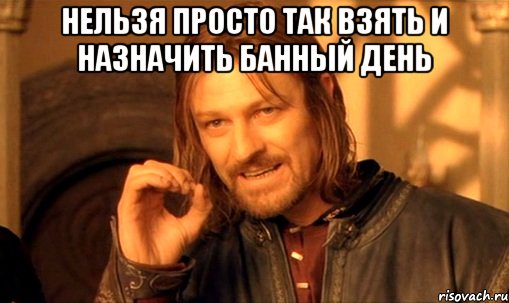 нельзя просто так взять и назначить банный день , Мем Нельзя просто так взять и (Боромир мем)