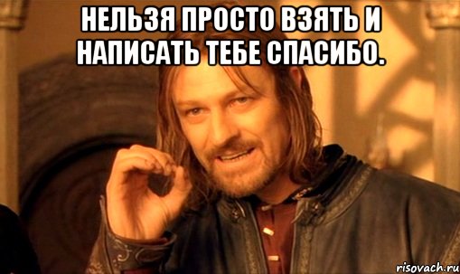 нельзя просто взять и написать тебе спасибо. , Мем Нельзя просто так взять и (Боромир мем)