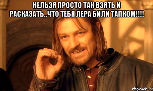 нельзя просто так взять и расказать..что тебя лера били тапком!!! , Мем Нельзя просто так взять и (Боромир мем)