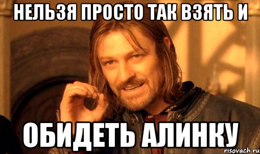 нельзя просто так взять и обидеть алинку, Мем Нельзя просто так взять и (Боромир мем)